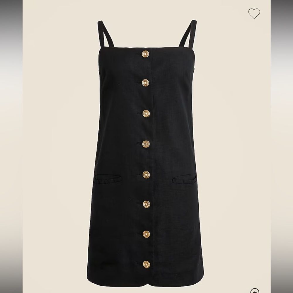 J. Crew Claudia Linen Mini dress Gold Buttons Medium